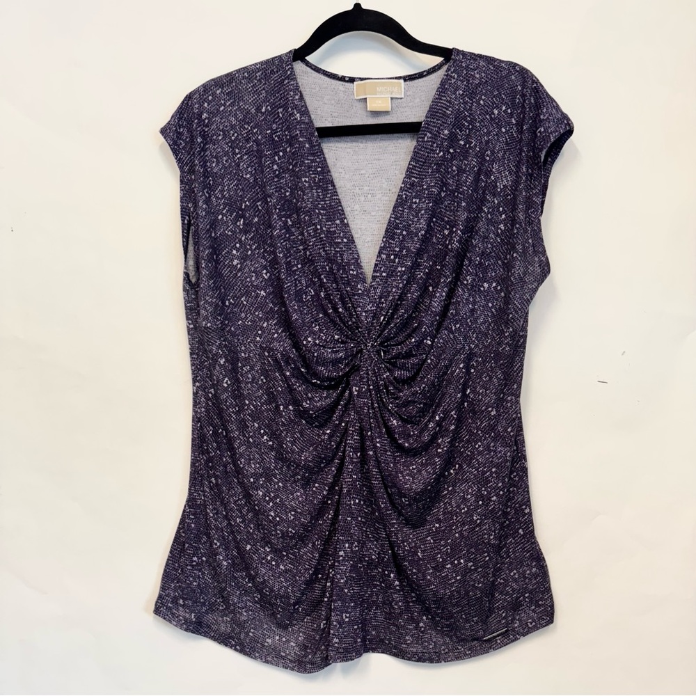 MICHAEL Michael Kors Purple Ruched V-Neck Blouse